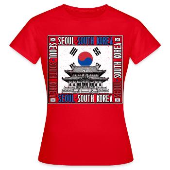 Seoul, Südkorea, Koreanische Flagge, Koreanischer Tempel - Frauen T-Shirt - Rot - Vorne - AI Model Female 172 dark (172cm)