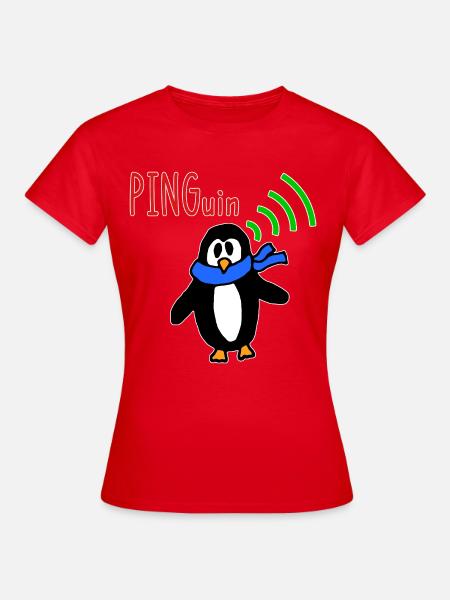 Pinguin lustiger IT Witz Netzwerk-Humor - Frauen T-Shirt - Rot