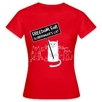 Schrödinger's Cat Quantum Physics Gift - Women's T-Shirt - red - Front - AI Model Female 172 dark (172cm)