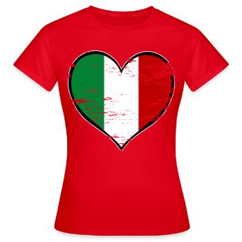 Italy Heart Flag Used - Women's T-Shirt - red - Front - AI Model Female 172 dark (172cm)