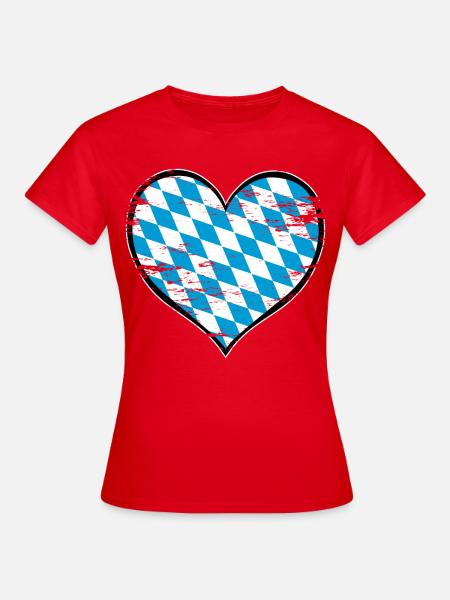 Bayern Herzflagge used - Frauen T-Shirt - Rot