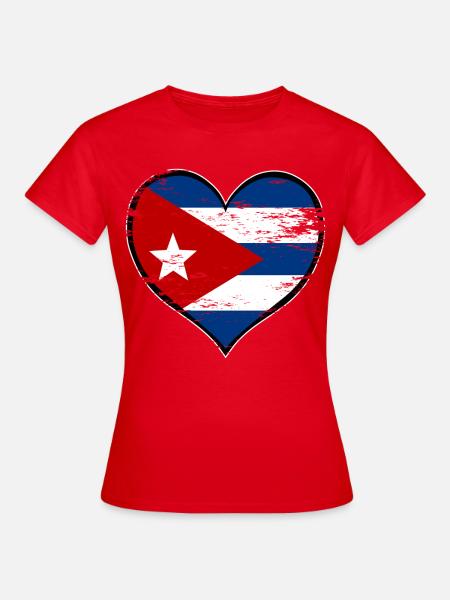 Kuba Herzflagge used - Frauen T-Shirt - Rot