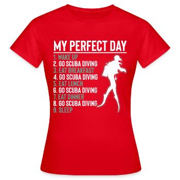 Plongée sous-marine : ma journée parfaite, cadeau drôle pour plongeur - T-shirt Femme - rouge - Devant - AI Model Female 172 dark (172cm)