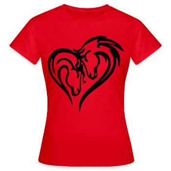 Coeur de cheval (noir) - T-shirt Femme - rouge - Devant - AI Model Female 172 dark (172cm)