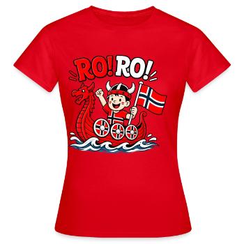 Ro Ro Funny Norway Viking Cartoon Kids Norwegian - Women's T-Shirt - red - Front - AI Model Female 172 dark (172cm)