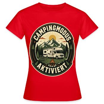 Camping mode activated motorhome time-out - Women's T-Shirt - red - Front - AI Model Female 172 dark (172cm)