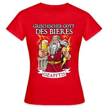 Griechischer Gott des Bieres Ozapftis Sauftour - Frauen T-Shirt - Rot - Vorne - AI Model Female 172 dark (172cm)
