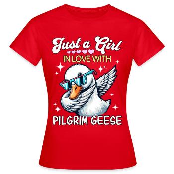 Oie pèlerine Fille Oie pèlerine - T-shirt Femme - rouge - Devant - AI Model Female 172 dark (172cm)