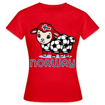 Norwegischer Schaffußball - Frauen T-Shirt - Rot - Vorne - AI Model Female 172 dark (172cm)