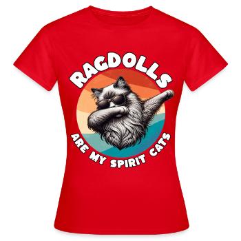 Expressions drôles de chat Ragdoll - T-shirt Femme - rouge - Devant - AI Model Female 172 dark (172cm)