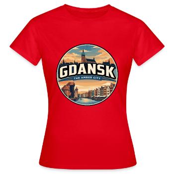 Retro Danziger Kranich-Reiseabzeichen - Frauen T-Shirt - Rot - Vorne - AI Model Female 172 dark (172cm)