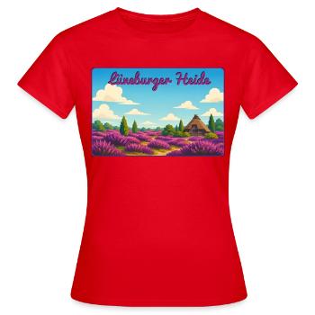Lüneburger Heide - Frauen T-Shirt - Rot - Vorne - AI Model Female 172 dark (172cm)