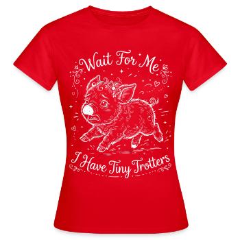 De petits trotters m’attendent - T-shirt Femme - rouge - Devant - AI Model Female 172 dark (172cm)