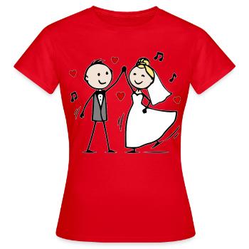 Danse de dessins animés pour un couple de mariage - T-shirt Femme - rouge - Devant - AI Model Female 172 dark (172cm)