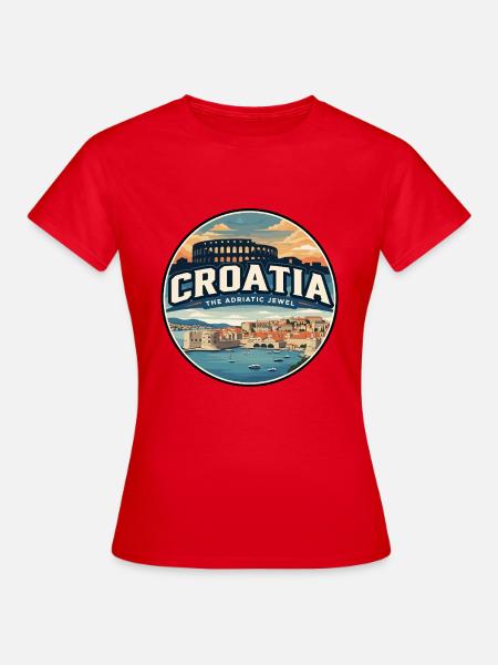 Retro Kroatien Dubrovnik Mauerabzeichen - Frauen T-Shirt - Rot