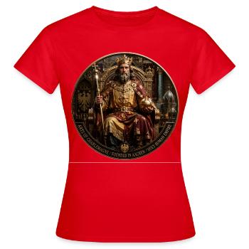 Couronne et trône de la Cour royale de Charlemagne - T-shirt Femme - rouge - Devant - AI Model Female 172 dark (172cm)
