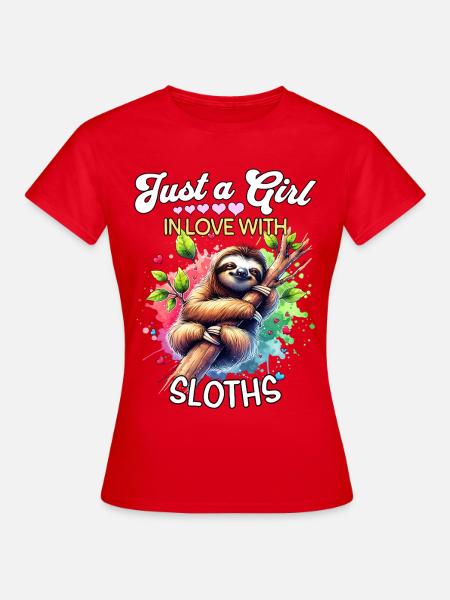 Faultier Mädchen Sloth - Frauen T-Shirt - Rot