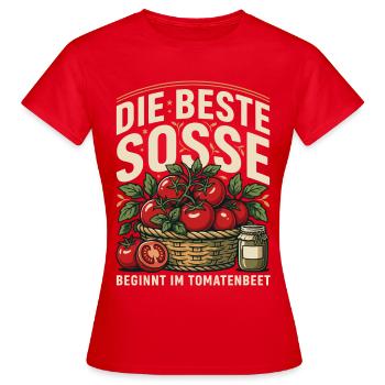 Tomatenbeet Soßenkunst - Frauen T-Shirt - Rot - Vorne - AI Model Female 172 dark (172cm)