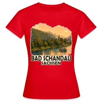 Bad Schau an der Elbe in Sachsen - Frauen T-Shirt - Rot - Vorne - AI Model Female 172 dark (172cm)