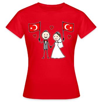 Wedding Couple Turkey Flag - Women's T-Shirt - red - Front - AI Model Female 172 dark (172cm)
