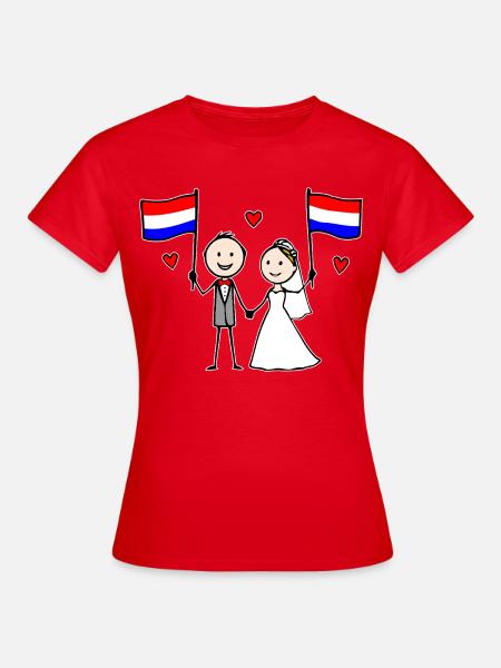 Hochzeitspaar Holland Flagge - Frauen T-Shirt - Rot