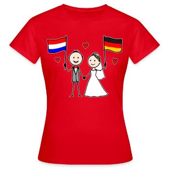 Couple de mariage Drapeau Hollandais Allemagne - T-shirt Femme - rouge - Devant - AI Model Female 172 dark (172cm)