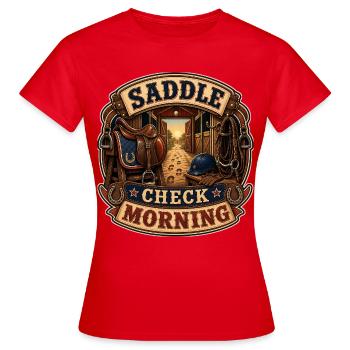CONTRÔLE DE LA SELLE MATIN - T-shirt Femme - rouge - Devant - AI Model Female 172 dark (172cm)