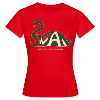SWAN – Swan and Wordplay - Women's T-Shirt - red - Front - AI Model Female 172 dark (172cm)