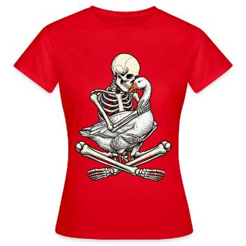 Squelette, Oie, Halloween - T-shirt Femme - rouge - Devant - AI Model Female 172 dark (172cm)