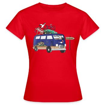 Vacances de camping en Vanlife avec motif de campeur en France - T-shirt Femme - rouge - Devant - AI Model Female 172 dark (172cm)