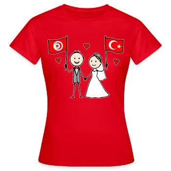 Marié Tunisie Drapeau de la Turquie - T-shirt Femme - rouge - Devant - AI Model Female 172 dark (172cm)