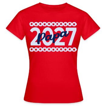 Fahrrad_Papa_Baby_2027 - T-shirt Femme - rouge - Devant - AI Model Female 172 dark (172cm)