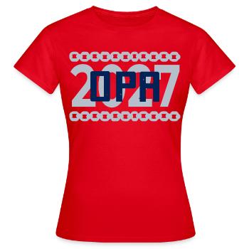 Annonce de Bébé, Grand-père 2027 - T-shirt Femme - rouge - Devant - AI Model Female 172 dark (172cm)