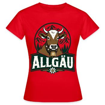 Vache d’Allgäu Vintage Edelweiss Bavière - T-shirt Femme - rouge - Devant - AI Model Female 172 dark (172cm)