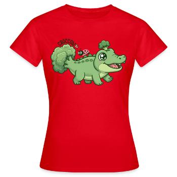 Cute Broccoli Crocodile Croccoli - Women's T-Shirt - red - Front - AI Model Female 172 dark (172cm)