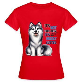 Husky Paillettes Husky Drôle Husky Dog Lover Design Merch - T-shirt Femme - rouge - Devant - AI Model Female 172 dark (172cm)