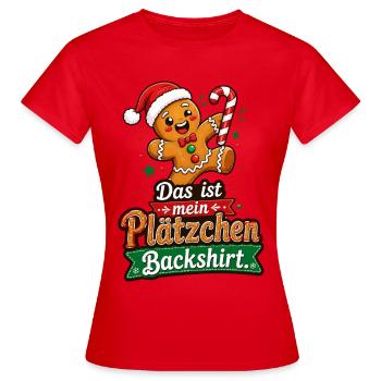 Das ist mein Plätzchen Backshirt Lebkuchen - Frauen T-Shirt - Rot - Vorne - AI Model Female 172 dark (172cm)