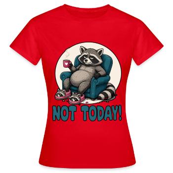 Raton laveur paresseux en pause café - T-shirt Femme - rouge - Devant - AI Model Female 172 dark (172cm)
