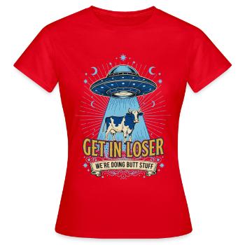Meme drôle : Entrez, perdant, on fait des fesses - T-shirt Femme - rouge - Devant - AI Model Female 172 dark (172cm)