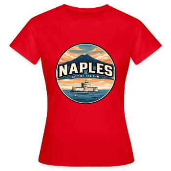Retro Neapel Vesuv-Abzeichen - Frauen T-Shirt - Rot - Vorne - AI Model Female 172 dark (172cm)