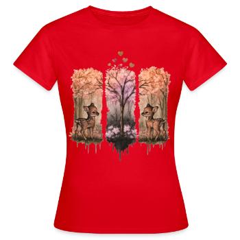 Don nature de la forêt aquarelle Faon - T-shirt Femme - rouge - Devant - AI Model Female 172 dark (172cm)