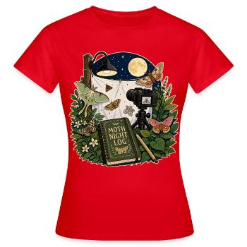 MOTH NIGHT LOG - Women's T-Shirt - red - Front - AI Model Female 172 dark (172cm)