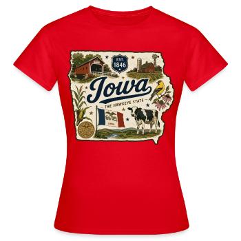 Iowa Hawkeye State Vintage Farm Aufkleber - Frauen T-Shirt - Rot - Vorne - AI Model Female 172 dark (172cm)