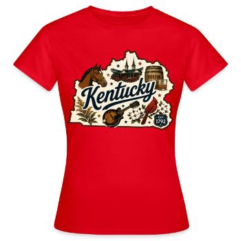 Vintage-Kentucky Bluegrass-Bourbon-Aufkleber - Frauen T-Shirt - Rot - Vorne - AI Model Female 172 dark (172cm)