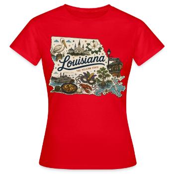 Louisiana Pelican State Vintage Reiseaufkleber - Frauen T-Shirt - Rot - Vorne - AI Model Female 172 dark (172cm)