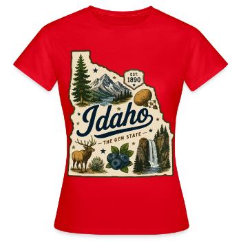 Idaho The Gem State Vintage Travel Aufkleber - Frauen T-Shirt - Rot - Vorne - AI Model Female 172 dark (172cm)