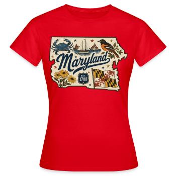 Maryland Vintage Staatsflagge & Krabbenaufkleber - Frauen T-Shirt - Rot - Vorne - AI Model Female 172 dark (172cm)