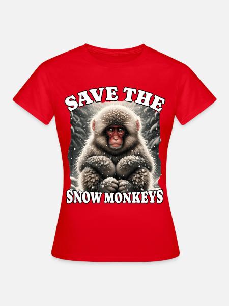 Schneeaffe Save Snow Monkey - Frauen T-Shirt - Rot