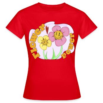 Flower Power  - Frauen T-Shirt - Rot - Vorne - AI Model Female 172 dark (172cm)
