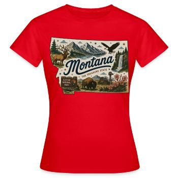Montana Treasure State Vintage-Reiseaufkleber - Frauen T-Shirt - Rot - Vorne - AI Model Female 172 dark (172cm)